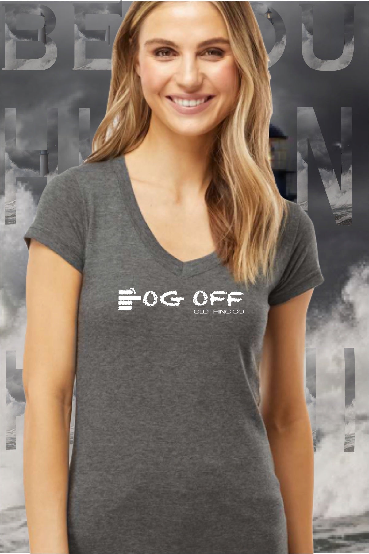 NEW FINGER LOGO WOMANS V-NECK T