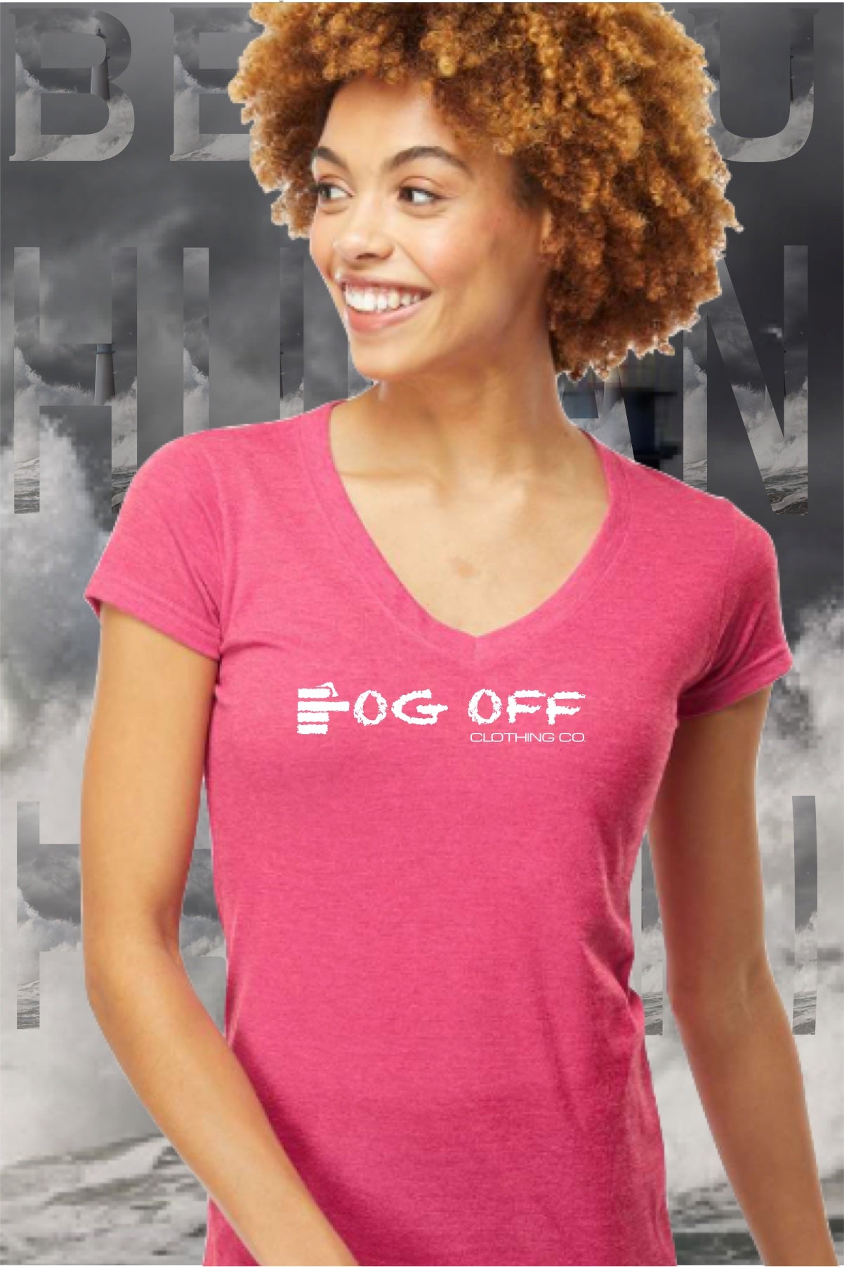 NEW FINGER LOGO WOMANS V-NECK T