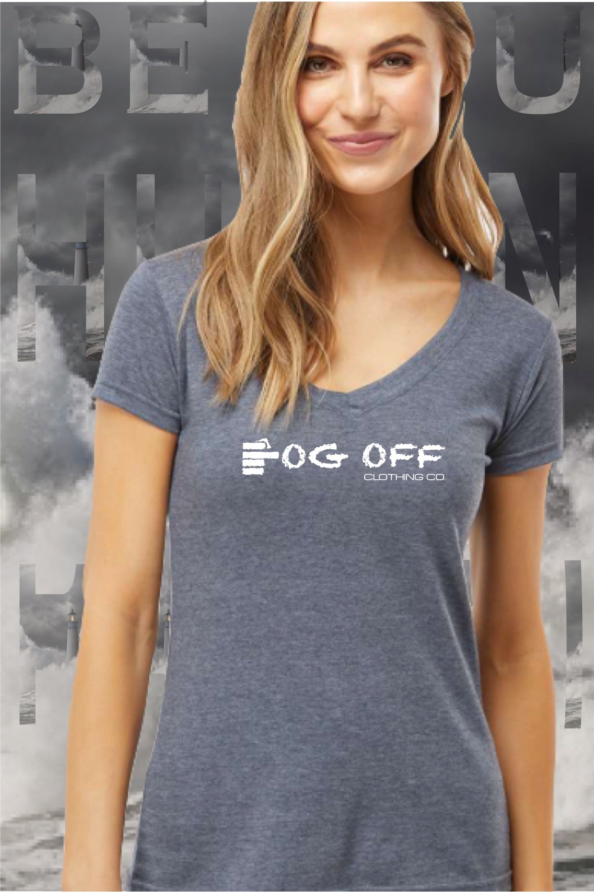 NEW FINGER LOGO WOMANS V-NECK T