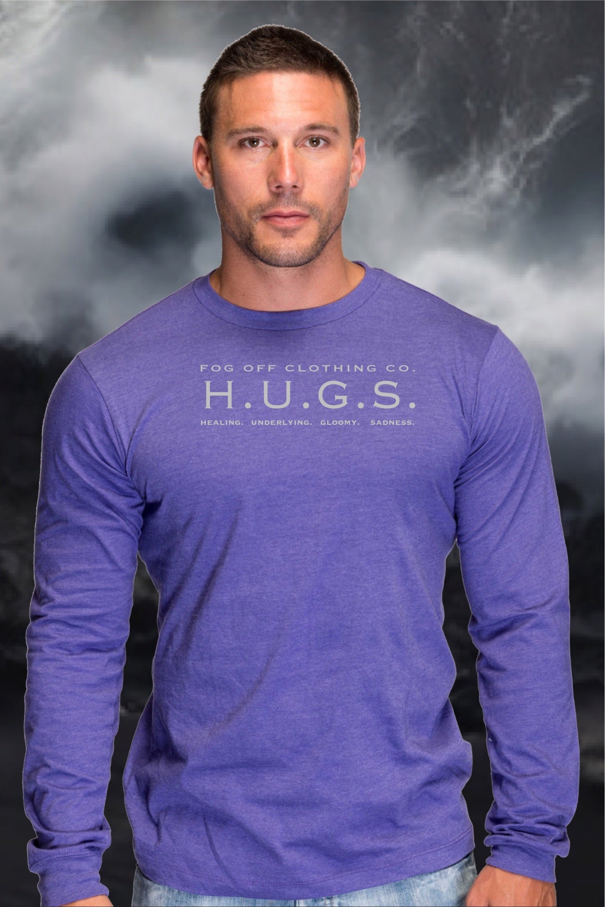 NEW HUGS LOGO  MENS LONG SLEEVE T